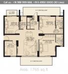 3 BHK Floor Plan : 1765 Sq.Ft. 