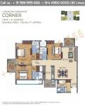  3 BHK + D-Quarter, Corner:  1750 Sq. Ft. 