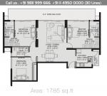 3 BHK Floor Plan : 1785 Sq.Ft.