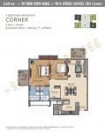  2 BHK + Study, Corner: 1350 Sq. Ft. 