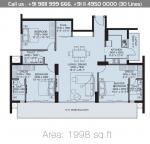 3 BHK Floor Plan : 1998 Sq.Ft.