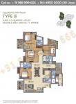  4 BHK + D-Quarter + Study, Type B: 2400 Sq. Ft. 